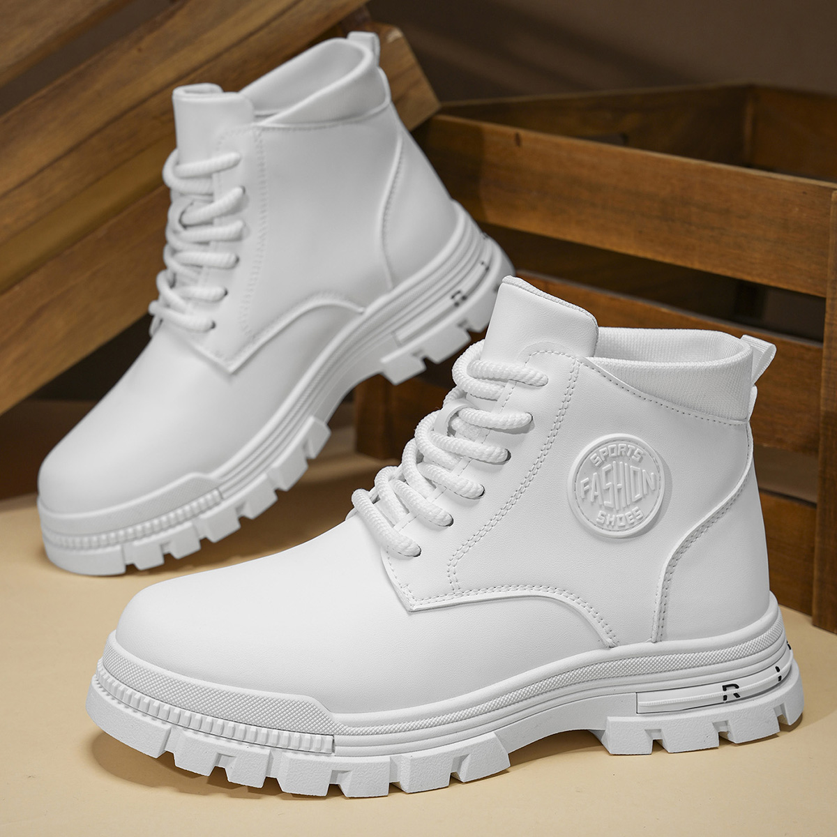Men'S Fashion News - Modische Ganzjahres-Motorradstiefel für Herren, weiß, Herbst