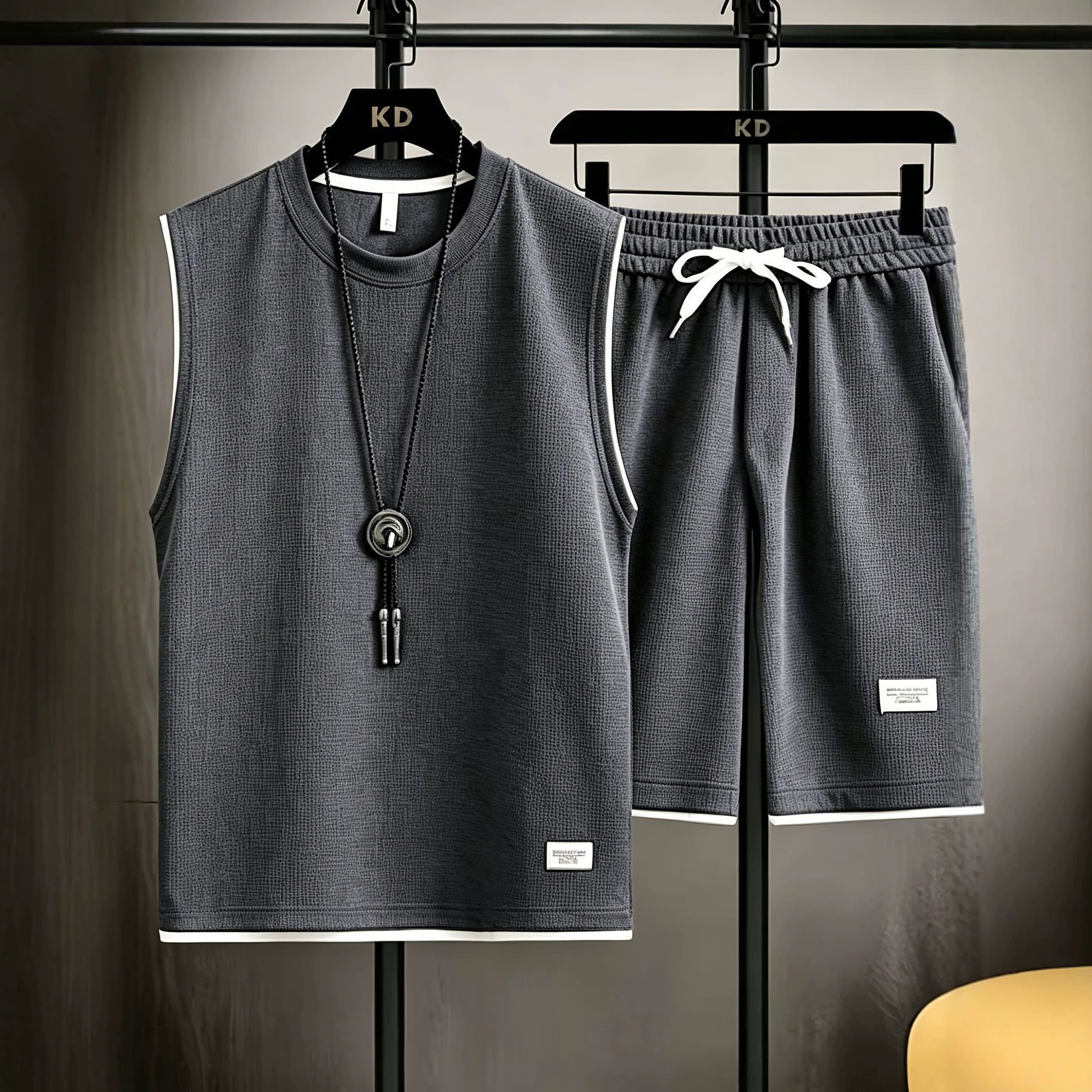 Mens Fashion Summer - Sommer Herren Westen-Set, hochwertiges Fitness-Jogging-Sportbekleidungsset, schnelltrocknendes,