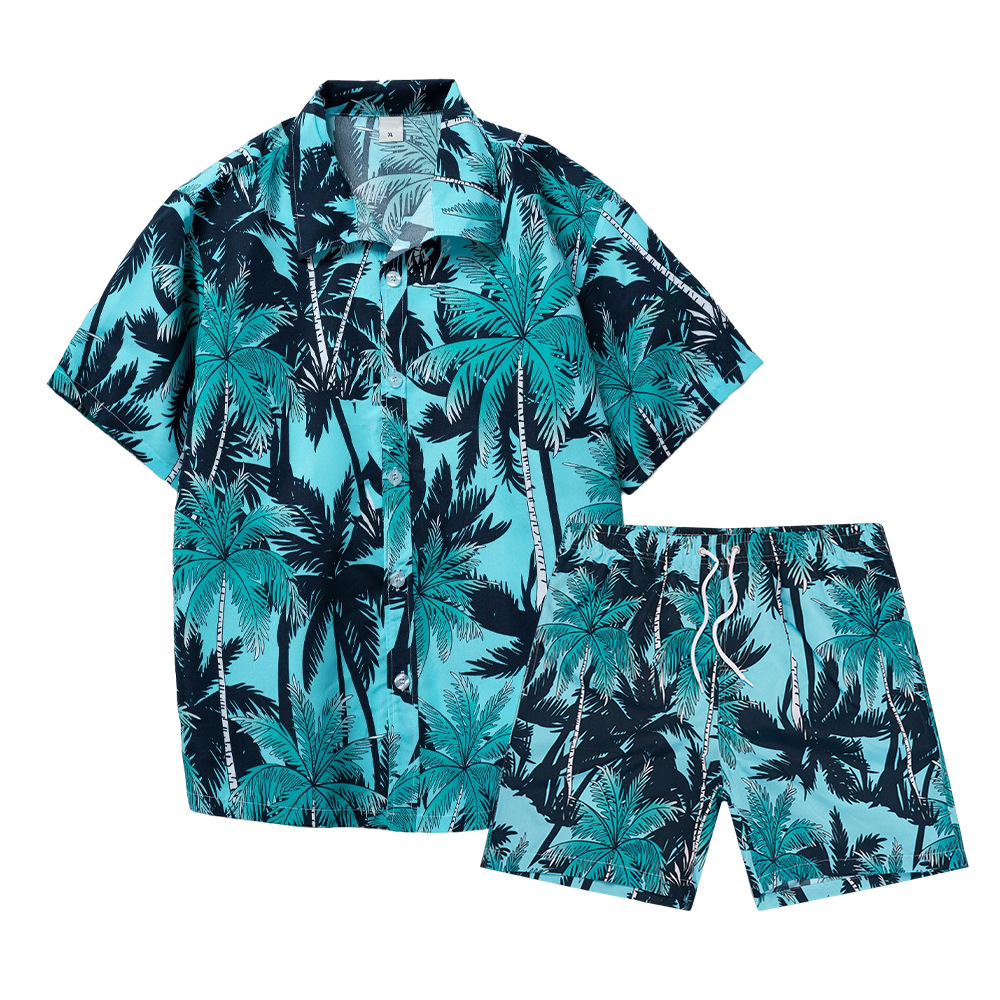 Mens Fashion Clothes - Hawaiianische Kokosnussbaum 3D-Druck Herren Hemd-Sets Mode
