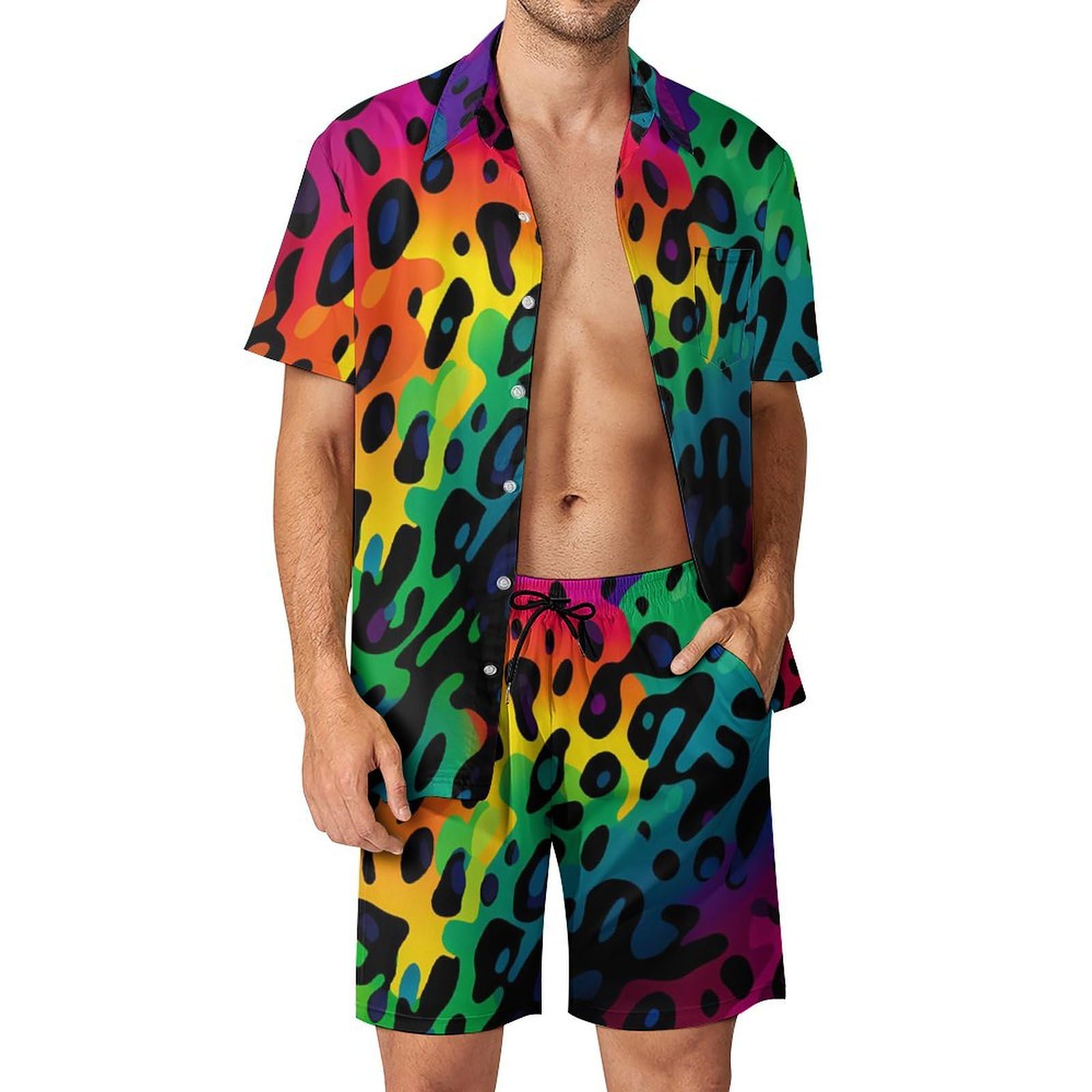 Men'S Fashion Videos - Sommer Unregelmäßiger Geometrischer 3D-Druck Herren Hemd-Sets