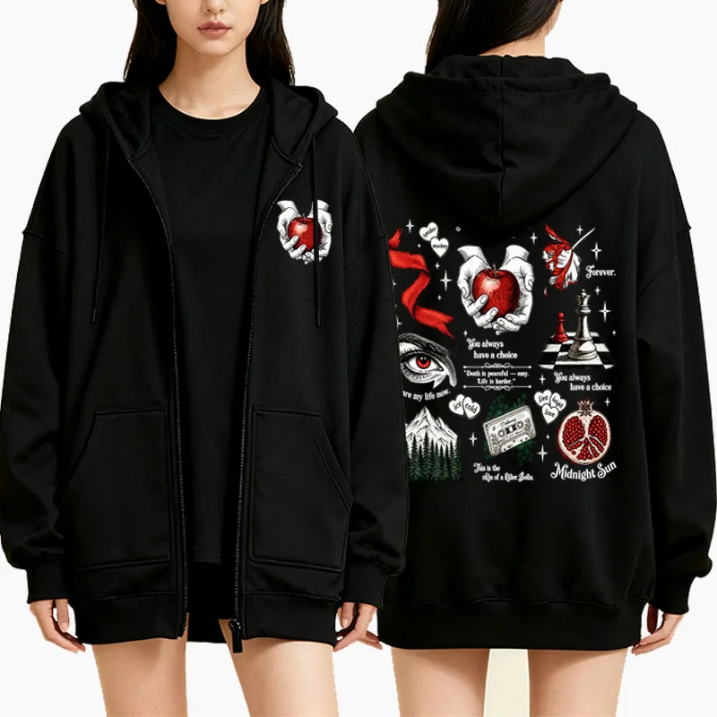 Mens Fashion Zip Up Hoodies - Wolf Romance Reißverschluss-Hoodies für Damen und