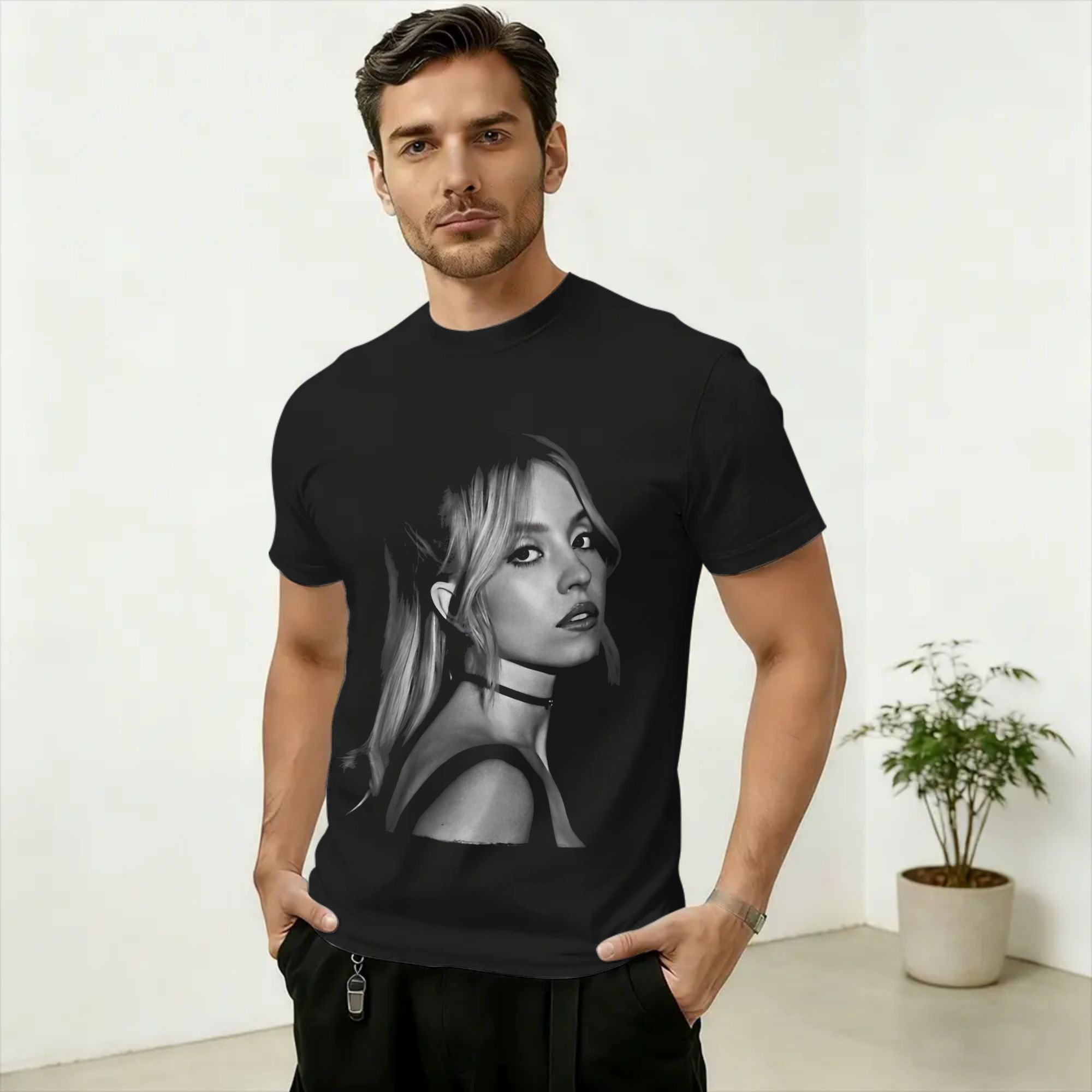 Men'S Fashion Sydney - Sydney Sweeney T-Shirt aus reiner Baumwolle