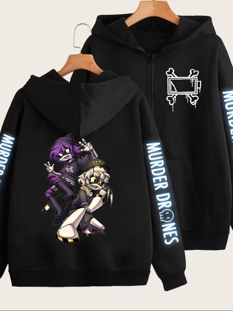 Mens Fashion Zip Up Hoodies - Murder Drones Grafik-Reißverschluss-Hoodie für Herren und
