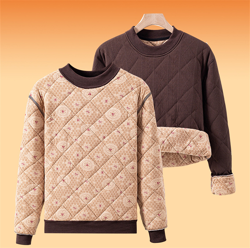 Mens Fashion Summer - Winterliches Herren-Langarm-T-Shirt, mit Fleece gefüttert, verdickter