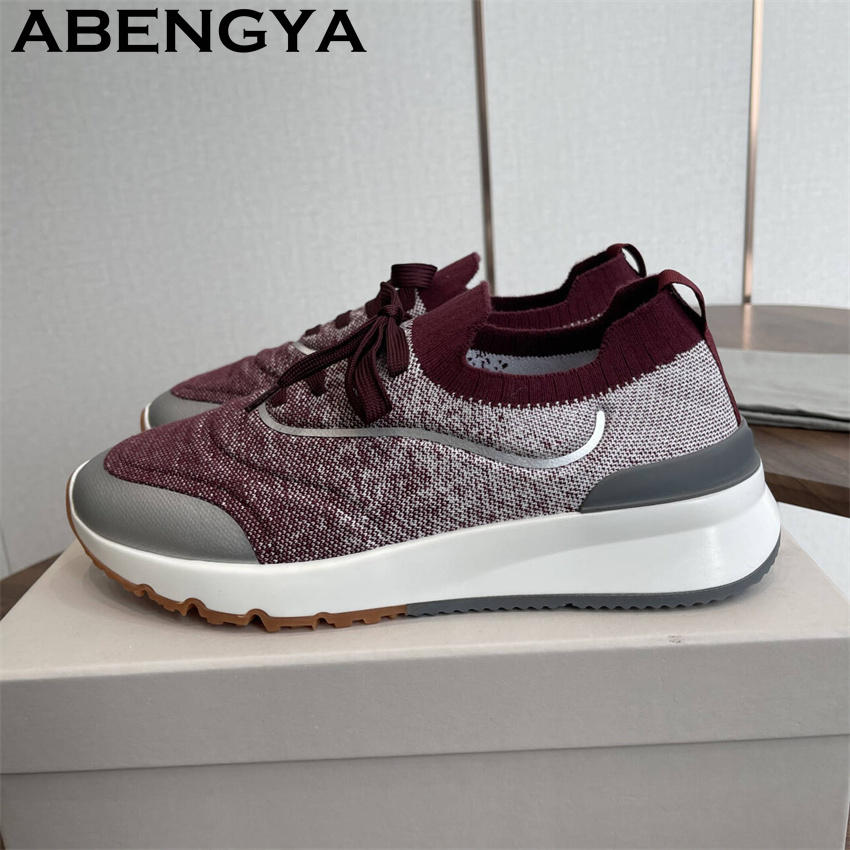 Mens Fashion Trainers - Neue mehrfarbige gestrickte Loafer-Schuhe für Herren,
