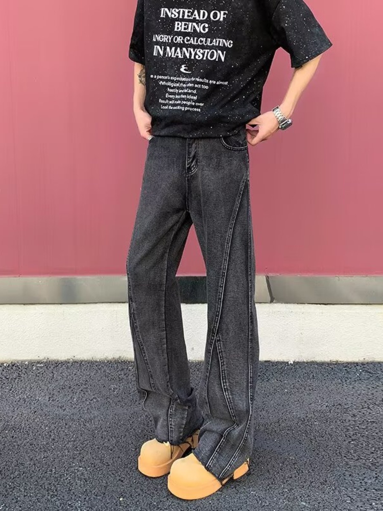 2026 Y2K Mode Schwarz-Graue Sl – Men'S Fashion Grey Jeans Bewertung und Preis