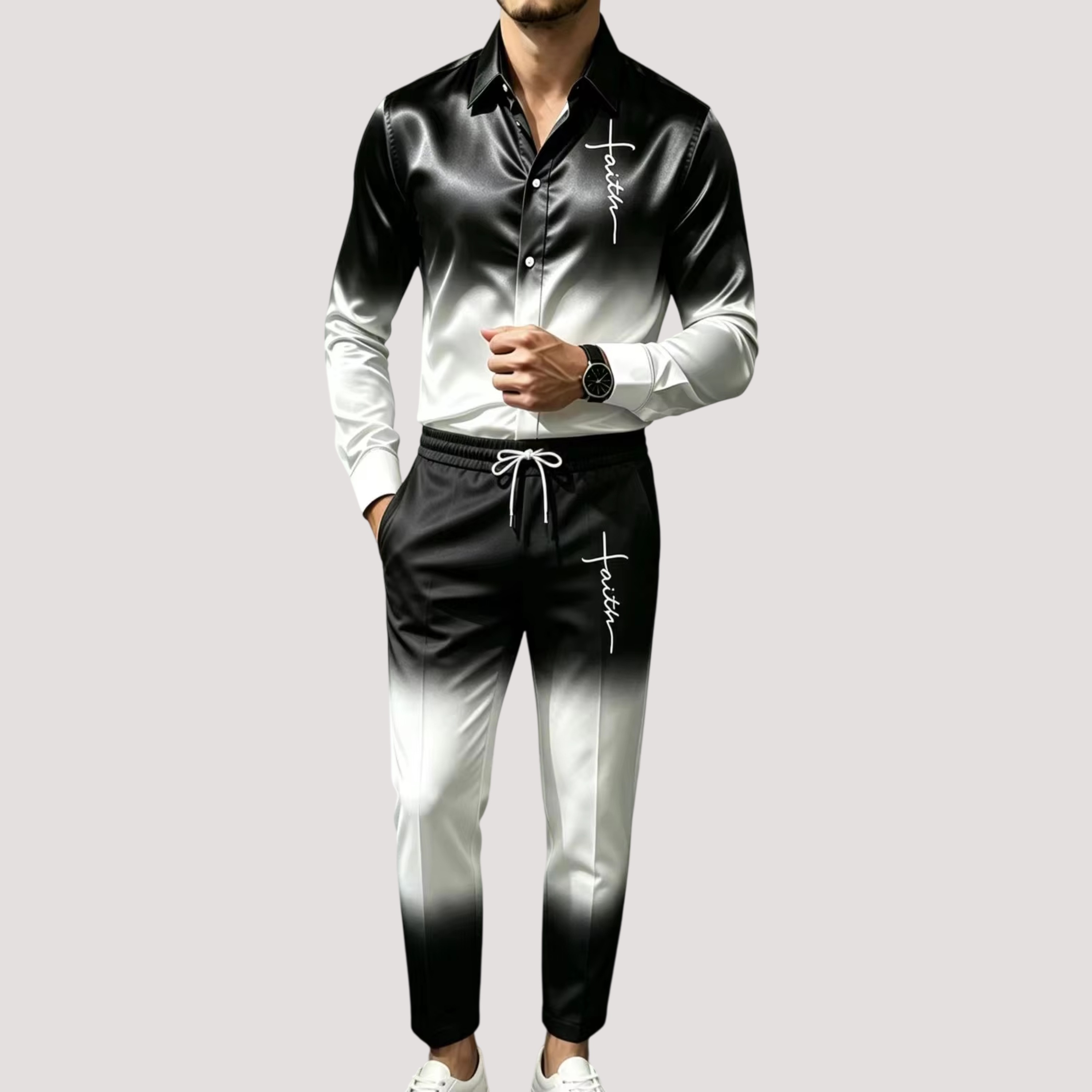 Herren-Satin-Seiden-Sportanzug – Mens Fashion Clothes Bewertung und Preis